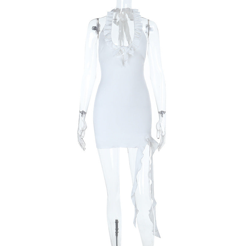 Solid Color Halter Dress