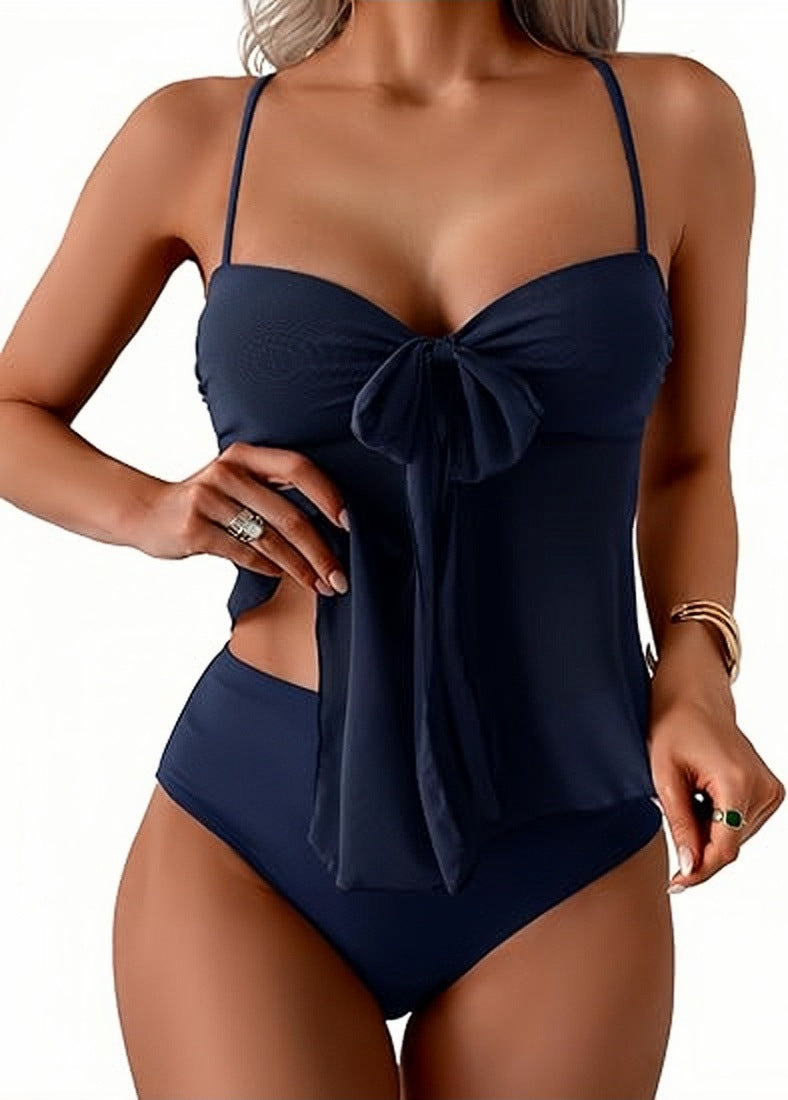 Mesh Lace-Up High-Waisted Bikini Set