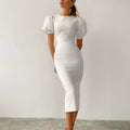 Puff Sleeve High-Waist Dress