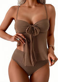 Mesh Lace-Up High-Waisted Bikini Set